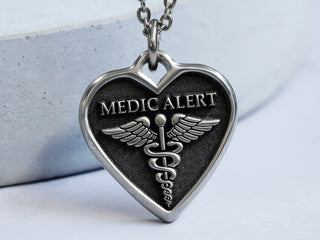Titanium Medical Alert Heart Necklace