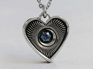 Womens Sun Moon and Stars Titanium Heart