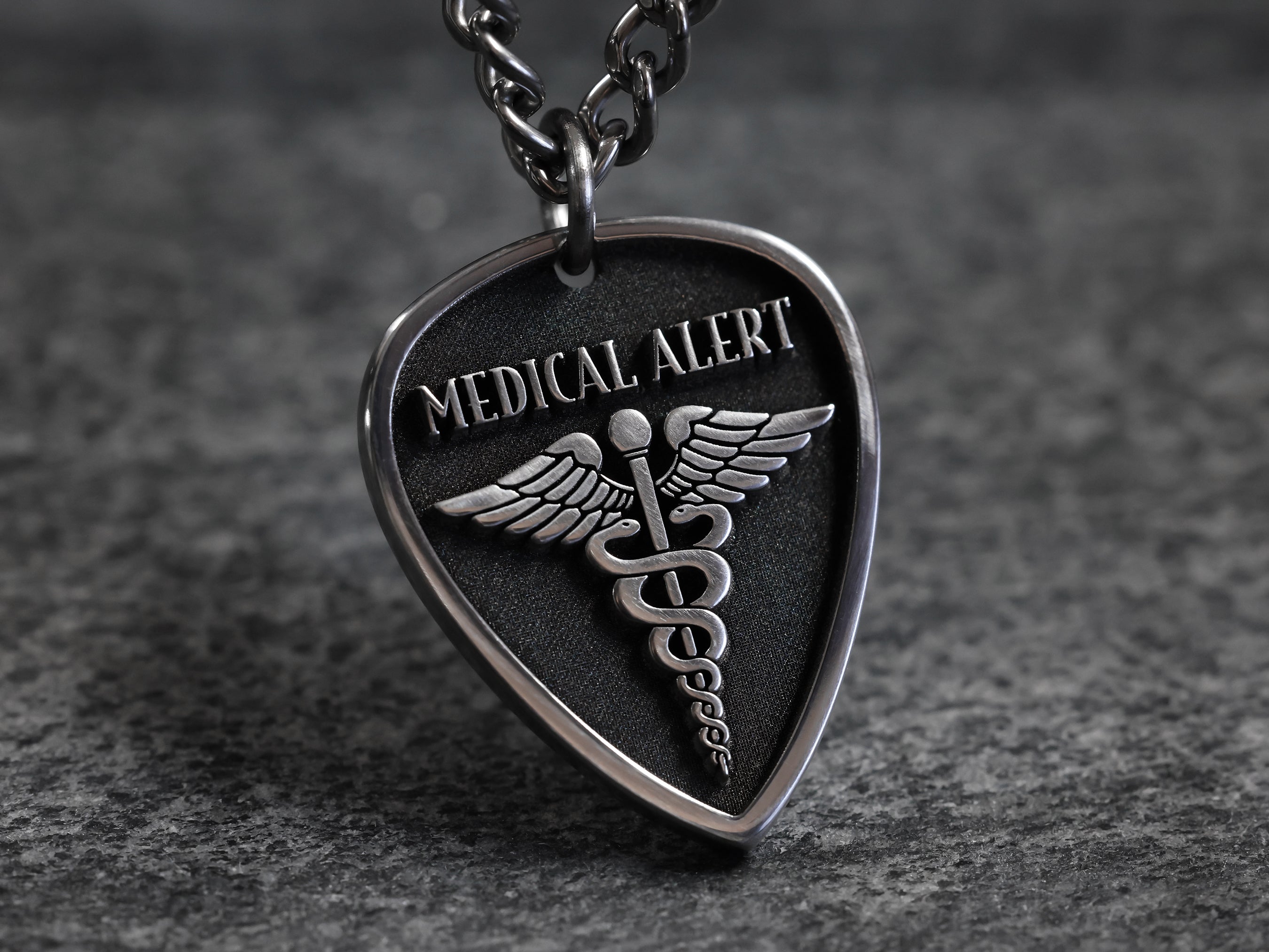 Narrow Silver Medical Alert Allergy Necklace