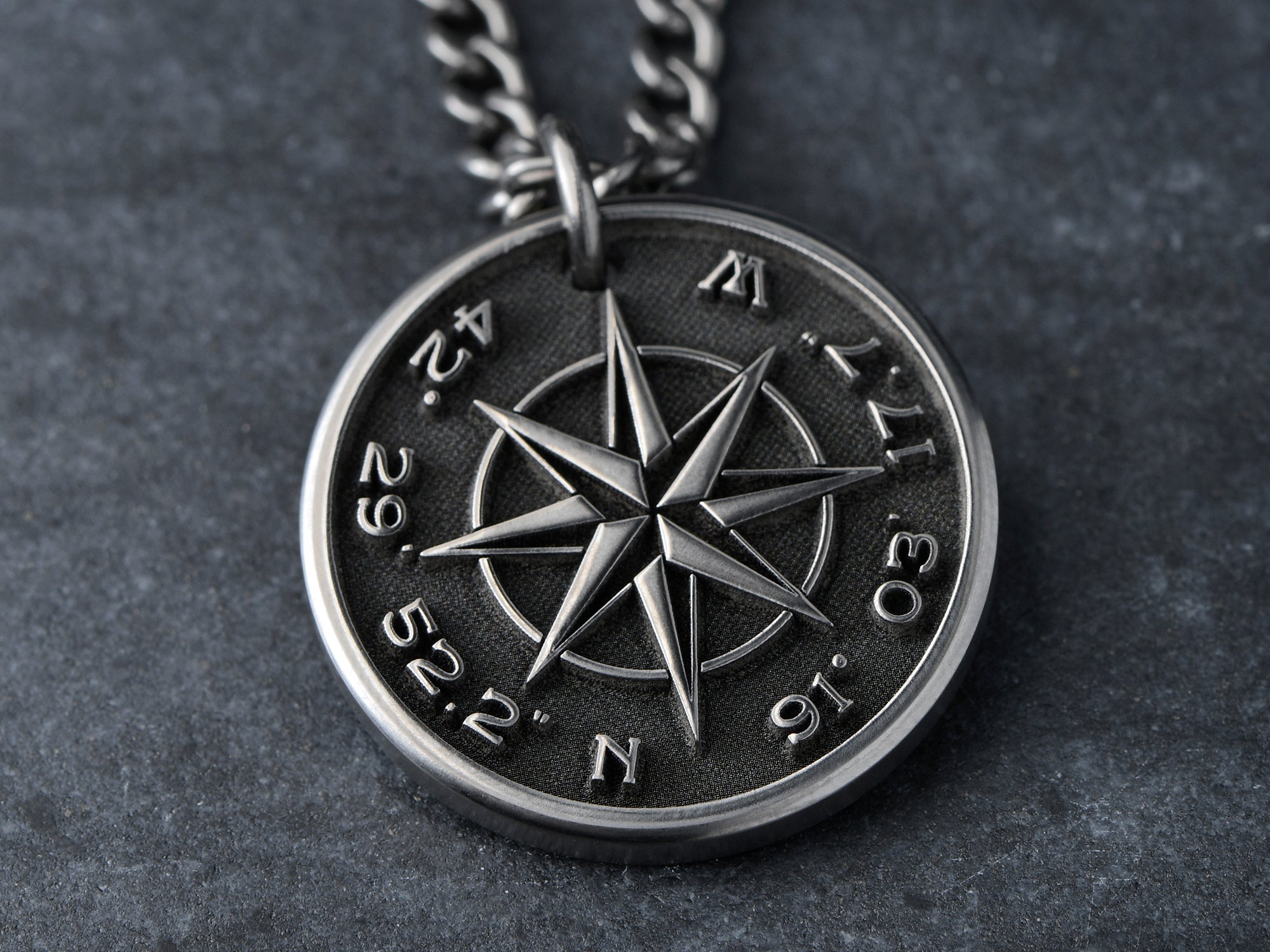 Titanium Compass Pendant Mens Custom Necklaces Maven Metals