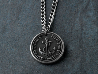 Mens waterproof pure Titanium necklace personalized with your own saying
