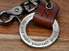 Custom Engraved Leather Keychain Ring