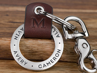 Personalized Leather Keychain Ring