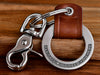 Custom 3D Engraved Leather Keychain Ring