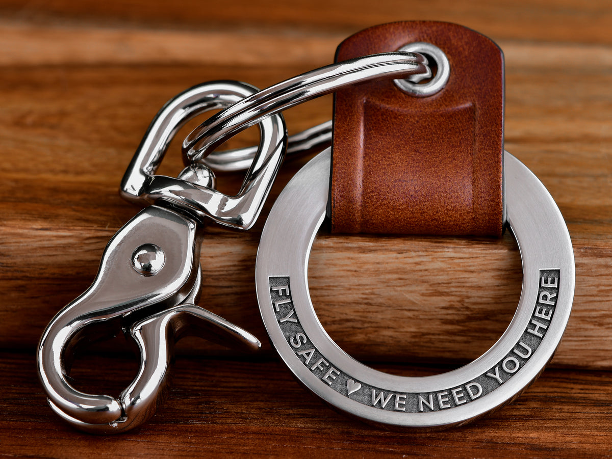 Custom 3D Engraved Leather Keychain Ring - Maven Metals