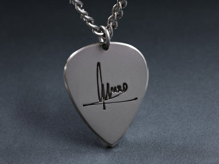 TITANIUM - Real Handwriting Mens Deep Engraved Necklace
