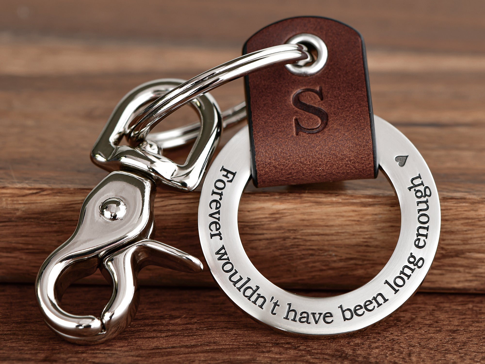 Maven Metals Custom Coordinates Leather Key Chain Ring