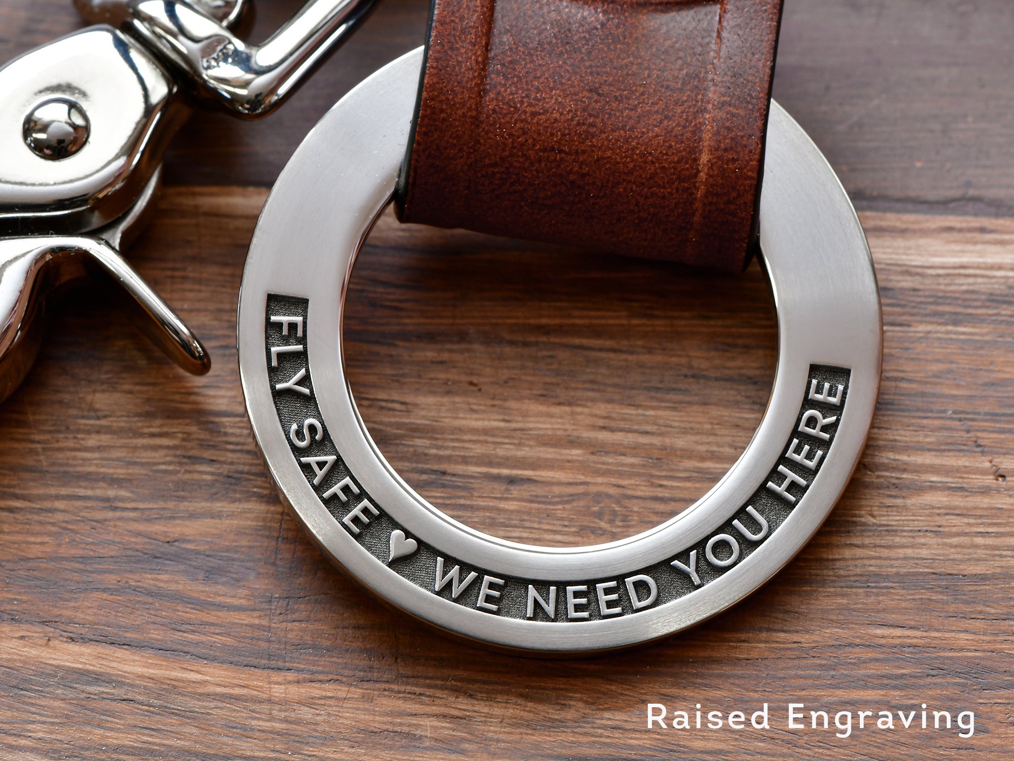 Maven Metals Custom 3D Engraved Leather Keychain Ring
