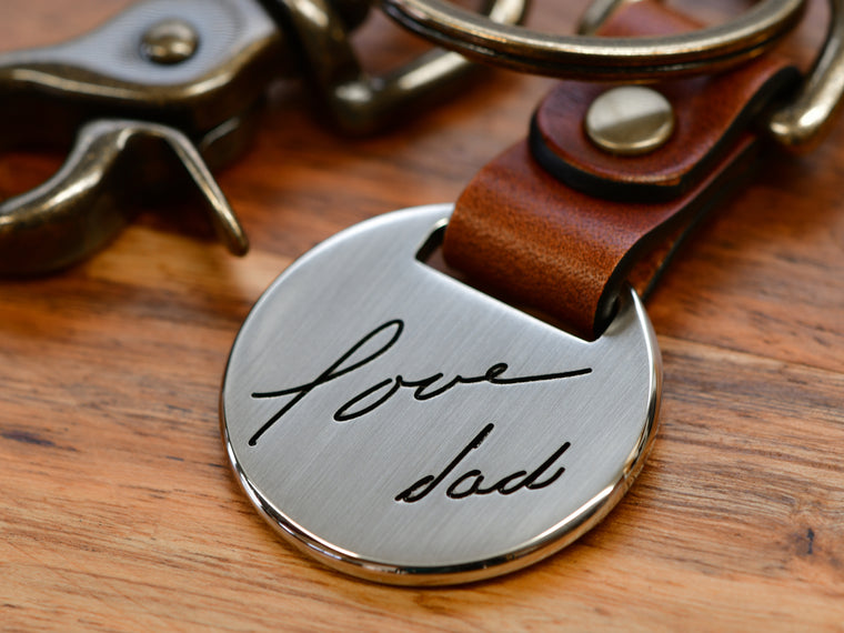 Real Handwriting Folded Leather Keychain